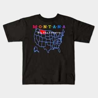 Montana, USA. Big Sky Country. With Map. Kids T-Shirt